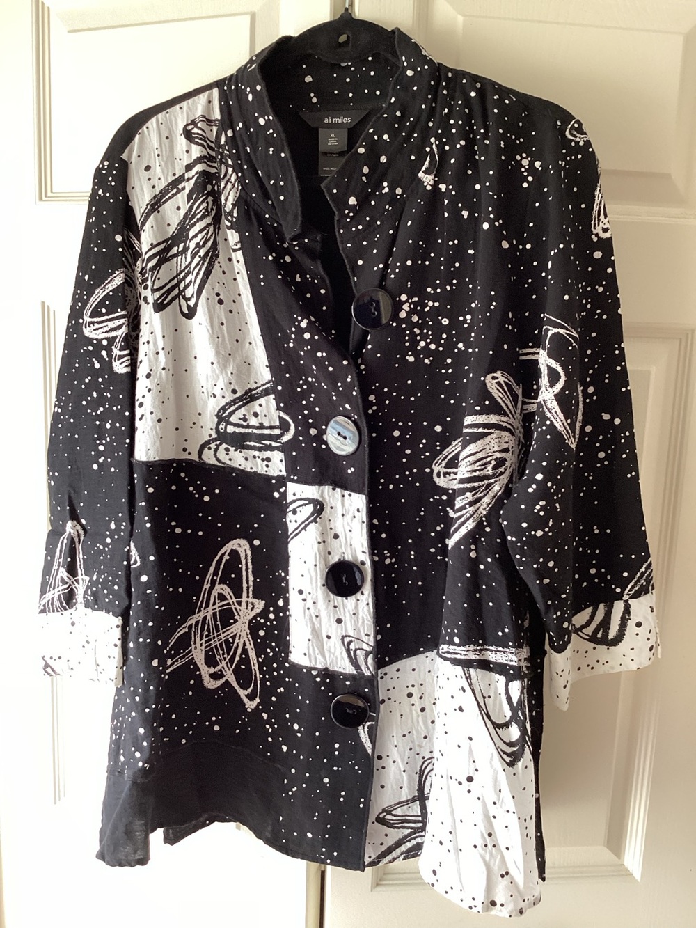 Ali Miles Black Jacket with White Speckle Print